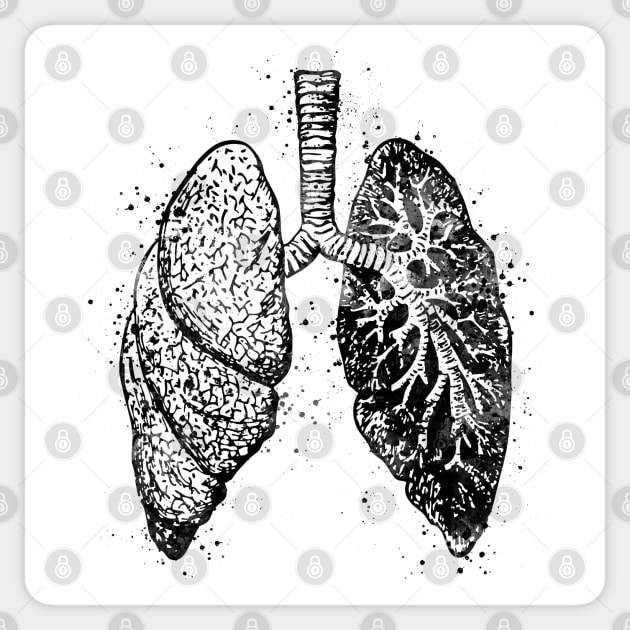 Lungs Anatomy Black and White Sticker by LotusGifts